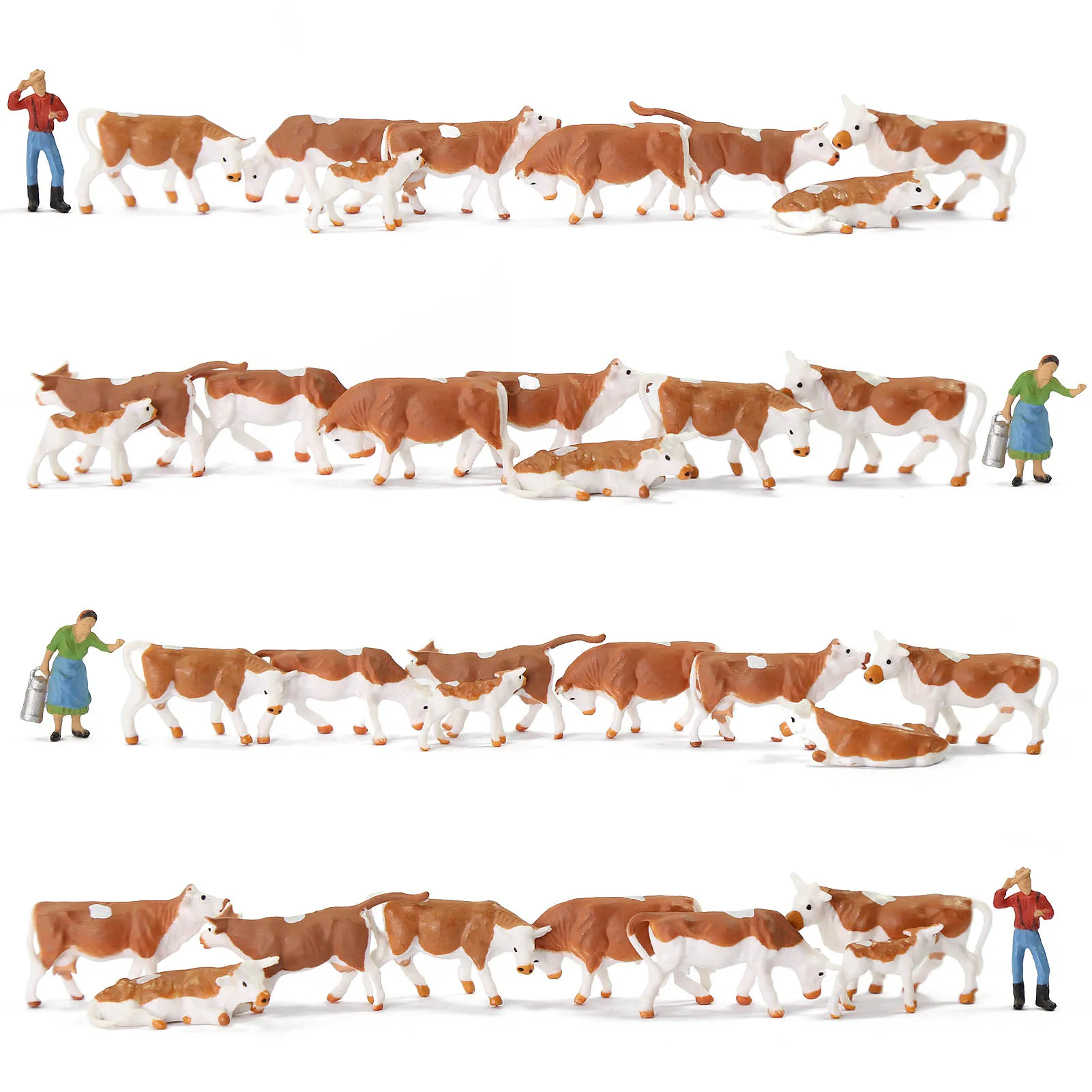 

36pcs Model Trains HO scale 1:87 Mini Painted Model Cattle Cows with Shepherd Farm Animals AN8719