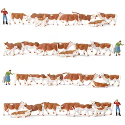 36pcs Model Trains HO scale 1:87 Mini Painted Model Cattle Cows with Shepherd Farm Animals AN8719