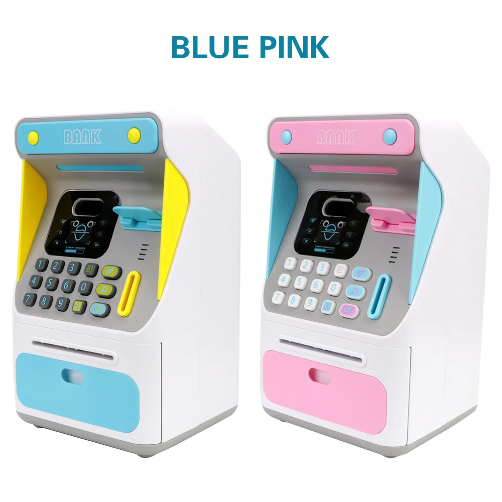 Electronic Piggy Bank Auto Scroll Paper Banknote Money Boxes ATM Machine Cash Box Simulated Face Recognition Gift for Kids