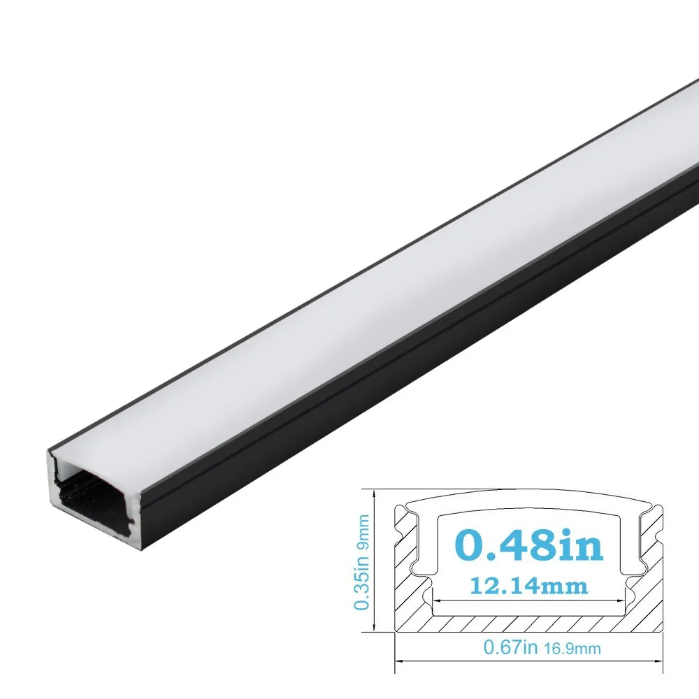 

5Sets/Lot 1M U02 Black or Silver LED Aluminum Profile with Milky Cover for LED Rigid Bar Housing Black U Shape Extrusion Channel