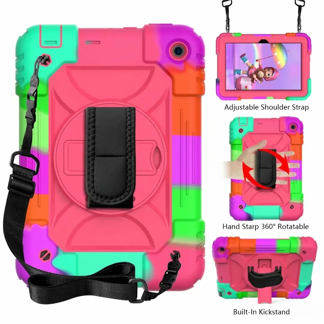 

Case For Kindle Fire HD 8 2020 Tablet Funda Kids Safe Heavy Duty Silicone Hand Strap Cover for Kindle Fire HD8 Plus Shell Funads