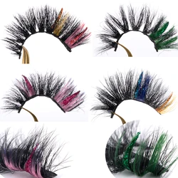 NEW 1Pairs Mink False Eyelashes Colored Lashes New Design Fluffy Glitter Lashes Natural Strip Lashes Makeup Eyelashes