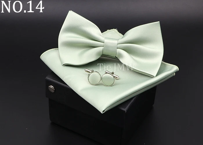 Herren Klassische Helle Farbe Bowtie Set Grün Rosa Blau Rot Fliege Manschettenknöpfe Hochzeit Krawatten Taschentuch Party Geschenk Krawatte Hemd zubehör – Detail 14