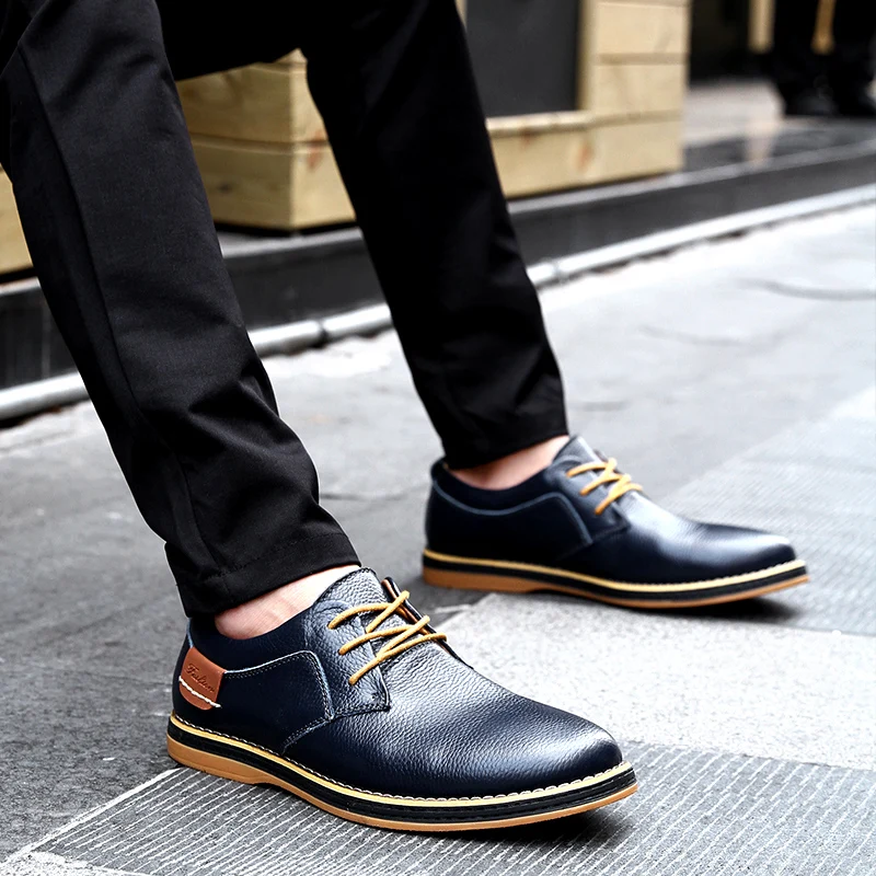 Genuine Leather Dress Shoes Men Classic Lace-Up Winter Spring Office Walking Footwear Big Size 46 47 48 Business Formal Shoes