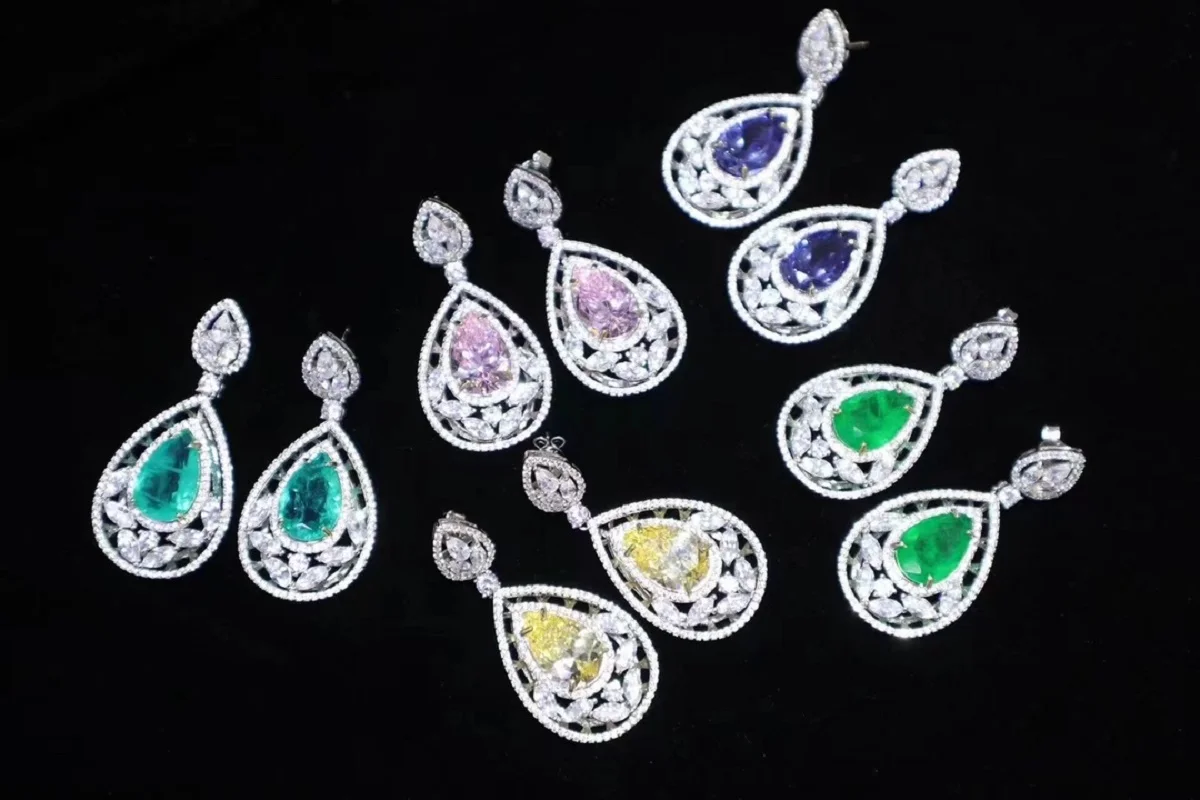 Pirmiana New Arrival S925 Silver Emerald Green Color CZ Gemstones Earrings Fashion Jewelry Women