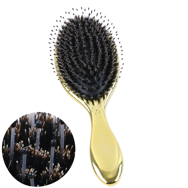 Brosse à cheveux en poils de sanglier, peigne de Massage pour Salon de coiffure, outils de coiffure, placage lisse, brosse pour cheveux bouclés, 1