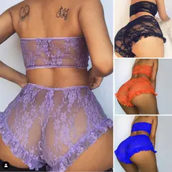 Porn Sexy Women Lace Tulle Lingerie Set Ruffle Sleepwear Babydoll Ladies Sexy Bandeau Underwear Nightwear Exotic Sets