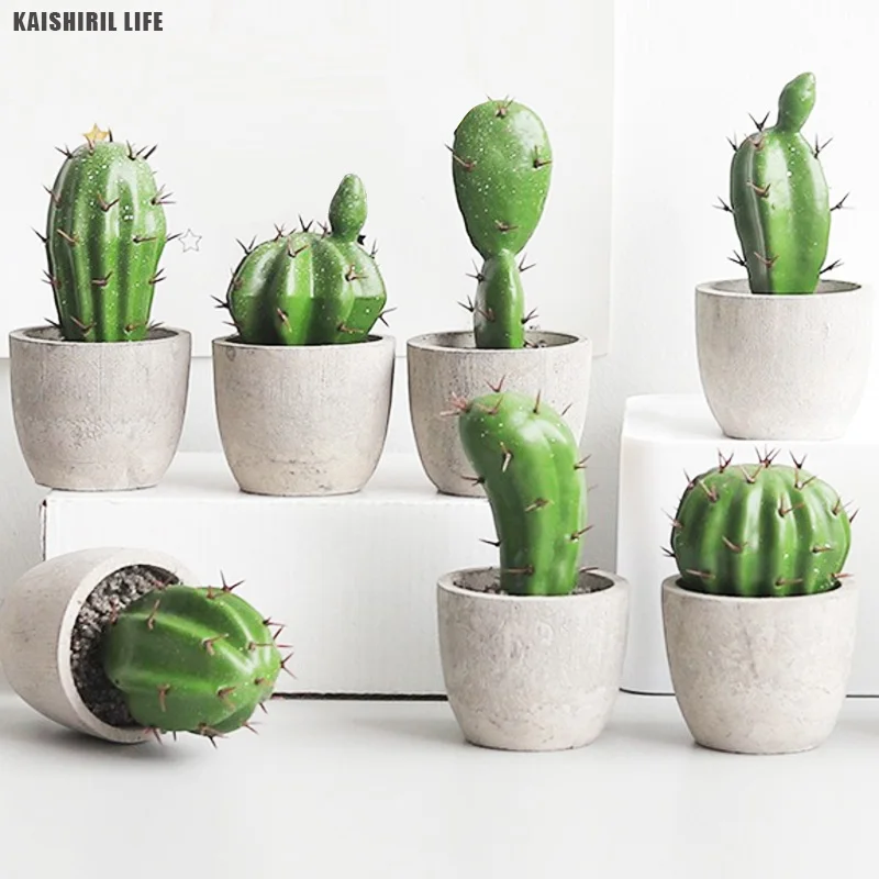 Cactus Artificial Plants With Pot Fake Bonsai Home Decor For Living Room 2021 Teens Green Fake Plantas Artificiales Decoration