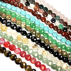 New 40pcs Natural Agates Beads Flat Round Natural Stone Beads For Making DIY Jewelry Necklace Accessories Size 10x10x5 mm