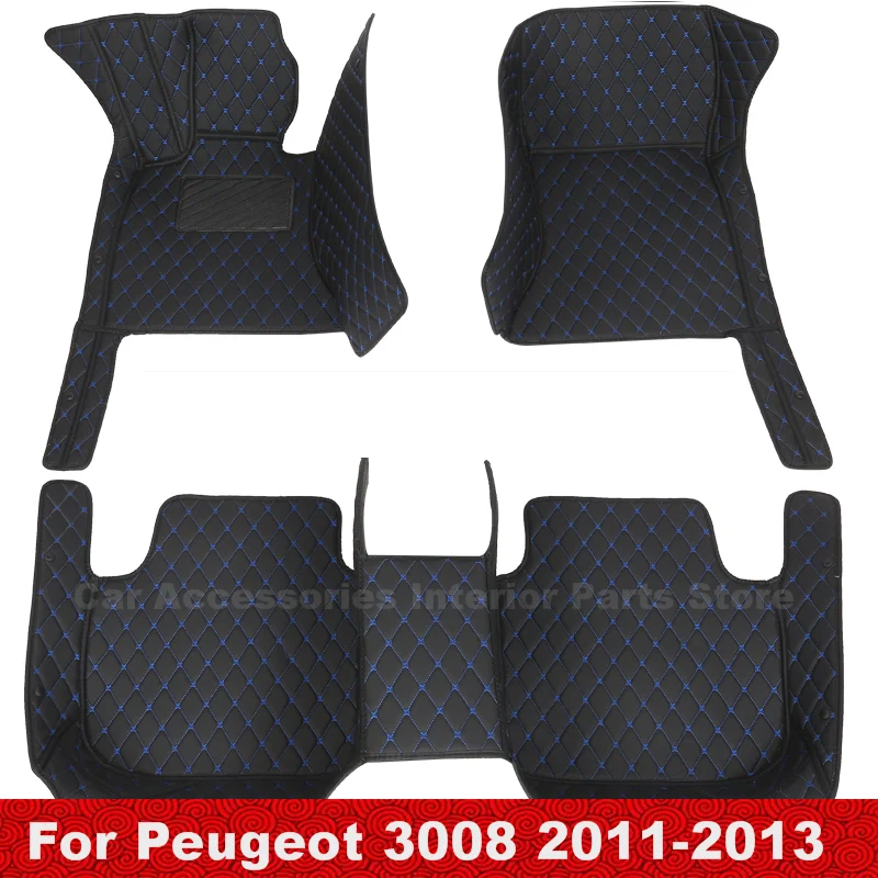 

Автомобильные коврики для Peugeot 3008, 2013, 2012, 2011, аксессуары для салона автомобиля, стильные кожаные коврики на заказ, передние и задние боковые накладки