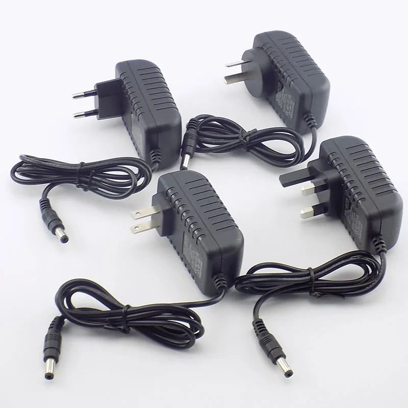 AC DC 12v 1A 2A 3A 2000ma 3000MA adapter power supply EU UK AU US PLUG 5.5*2.5mm wall charger for DC male female led strip light