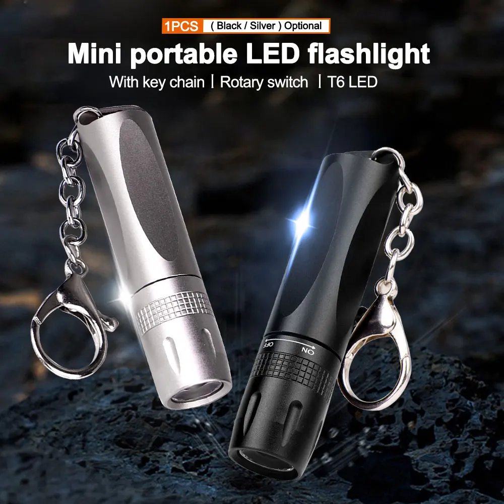 Mini Portable LED Flashlight Super Bright Waterproof Camping Lantern Mini Penlight With Keychain Powered by AA /14500 Battery