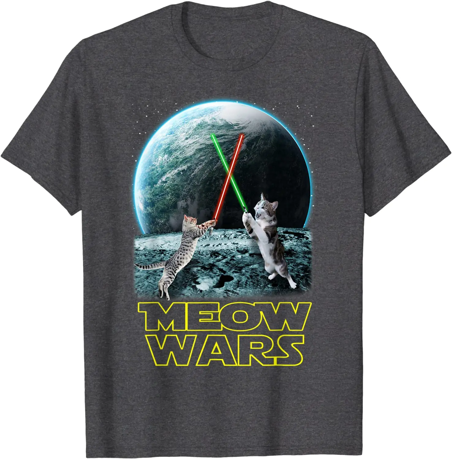 Meow Wars Cat Shirt Funny Gifts For Cats Lovers T-Shirt T-Shirt Funny Funny T Shirt Cotton Tops Tees for Male Personalized