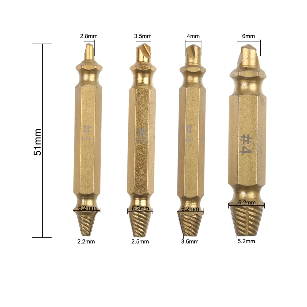 4Pcs Screw Extractor สว่าน Bits ชุดคู่มือ Broken Speed Out Easy Out Bolt สตั๊ด Stripped สกรู Remover เครื่องมือ