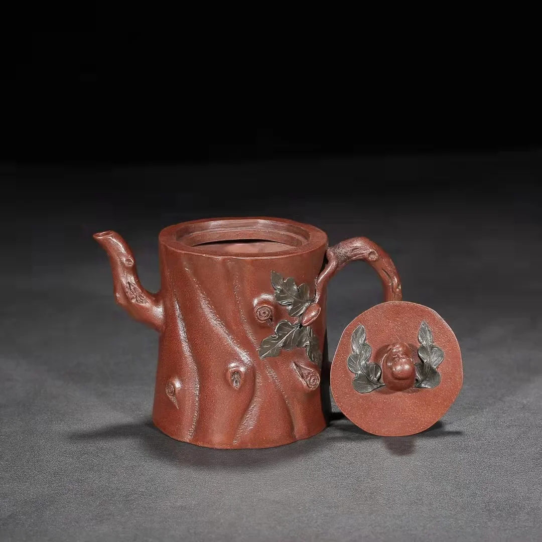 Unique Old Chinese YiXing Handcraft puyple Clay Teapot,Monkey picking peaches shape, with mark, Free shipping