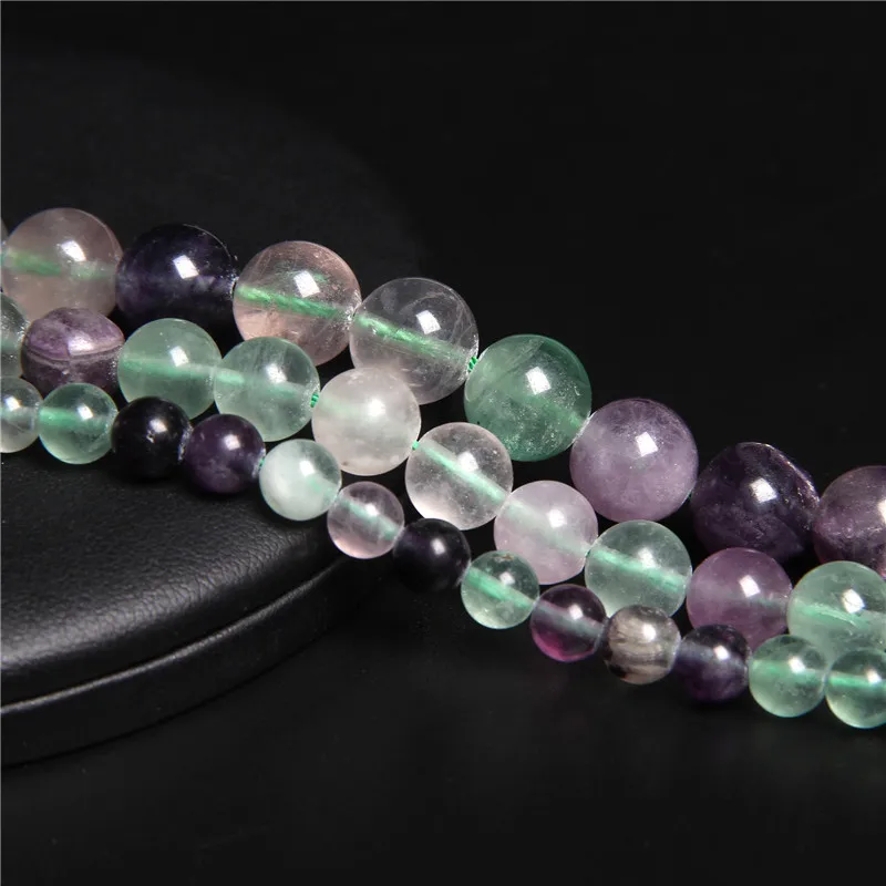 Natural Fluorite Beads Purple Round Stone Loose Beads 4 6 8 10 12MM Pick Size for Jewelry Making Bracelet Necklaces Accessries