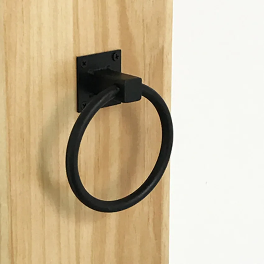 Diameter 12CM Retro Simple black gold drop ring Surface mounted solid wooden door wooden chair wooden sofa back handle pull knob