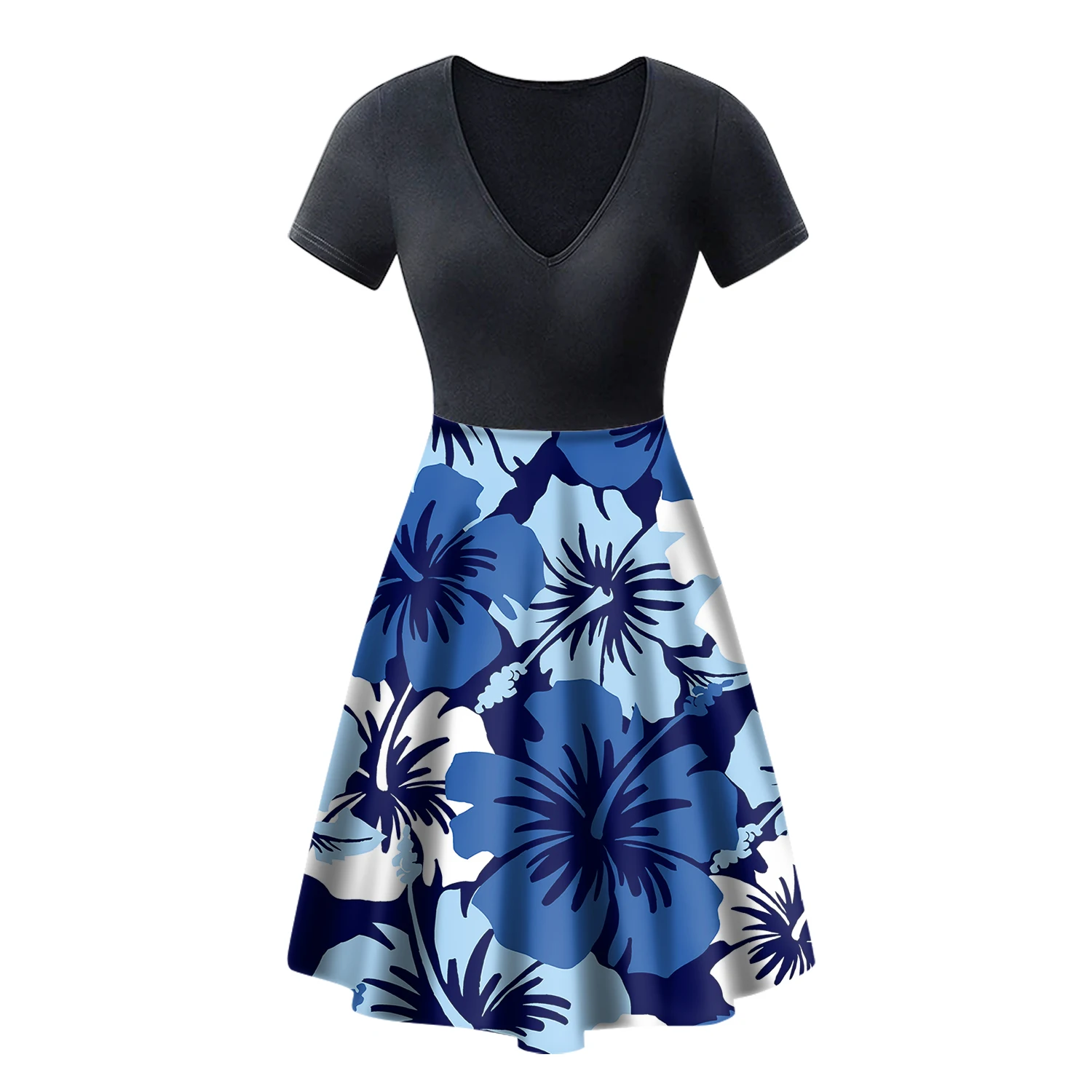 

Summer Fashion Polynesia Amorous Feelings Pattern Dress Plus SizePersonality Luxury Girl V Collar TemperamentElegant Party Print