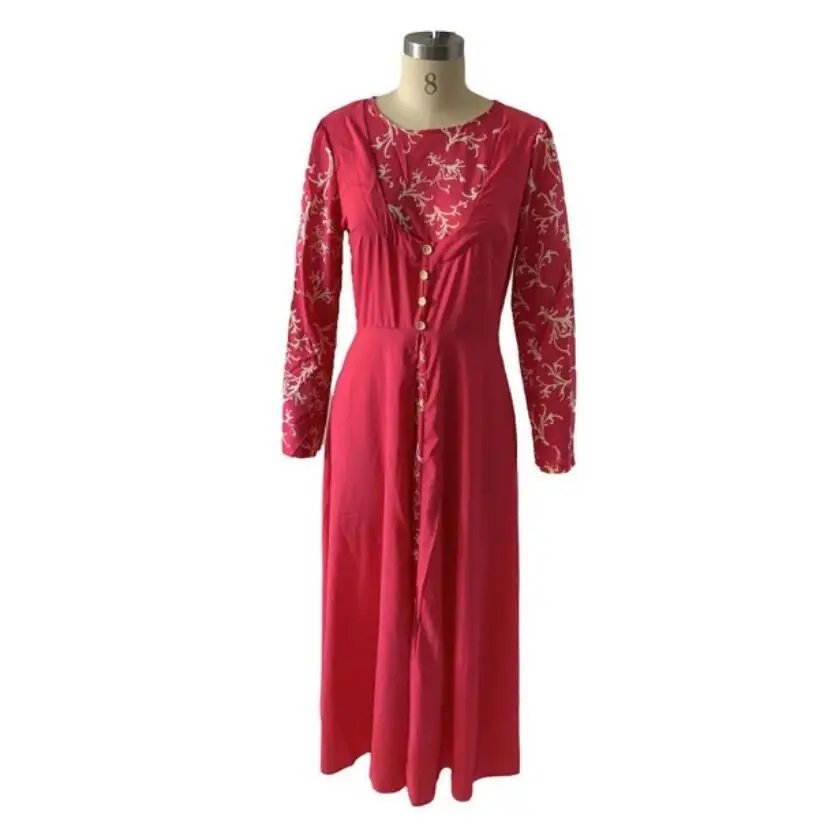 

muslim dress women new arrival elegent fashion printed stitching long abaya muslim robe a1404