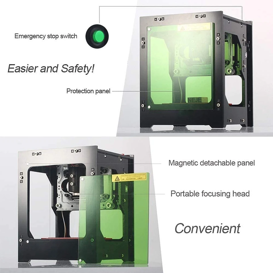 GanWei ha aggiornato l'incisore Laser ad alta potenza 3000mW Mini taglierina per incisione Laser fai da te per legno duro/gomma/pelle/carta tagliata