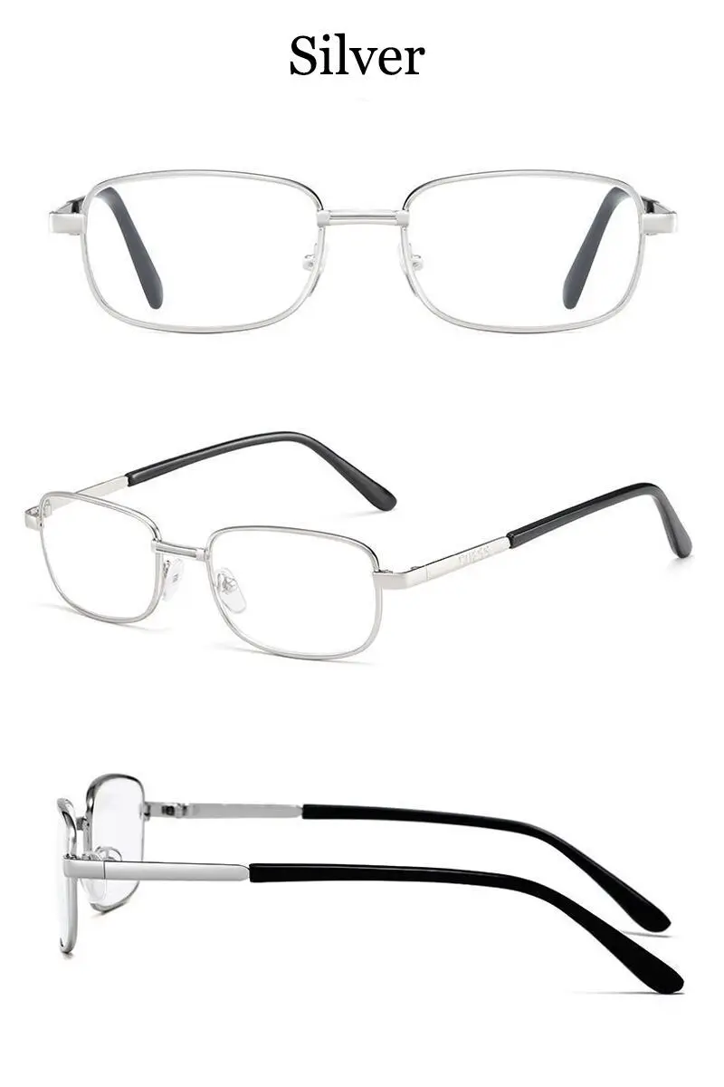 2 stücke Kristall Glas Objektiv Lesebrille Männer Anti-blau Licht Presbyopie Vergrößerungs Anti-Scratch Brillen Dioptrien 1,0-4,0 Silber – Detail 6