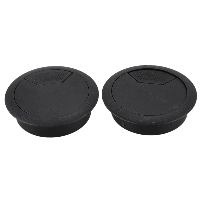 Hot Sale 2 Pcs 50mm Diameter Desk Wire Cord Cable Grommets Hole Cover Black