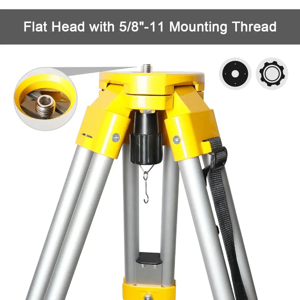 Imagem -04 - Huepar-tripé Pesado Profissional Empreiteiro de Cabeça Chata 1.65m 65 Alumínio Nível Óptico Automático Laser Rotativo