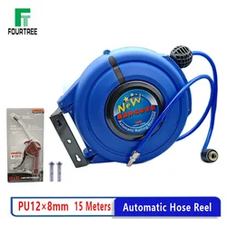 Automotive Hose Reel 15 Meters Pneumatic PU Tube OD 12mm ID 8mm Retractable Telescopic Drum Rolling Machine Yarn Clamping Pipe