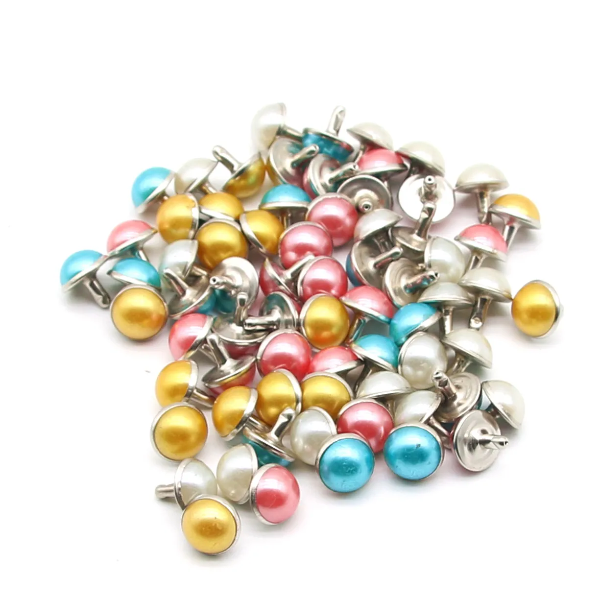 DIY Double Caps Studs Round Acrylic Pearls Punk Rivets for Leather Bag Shoes Clothes Garment Pet Collar Crafts Decor Nail Spike