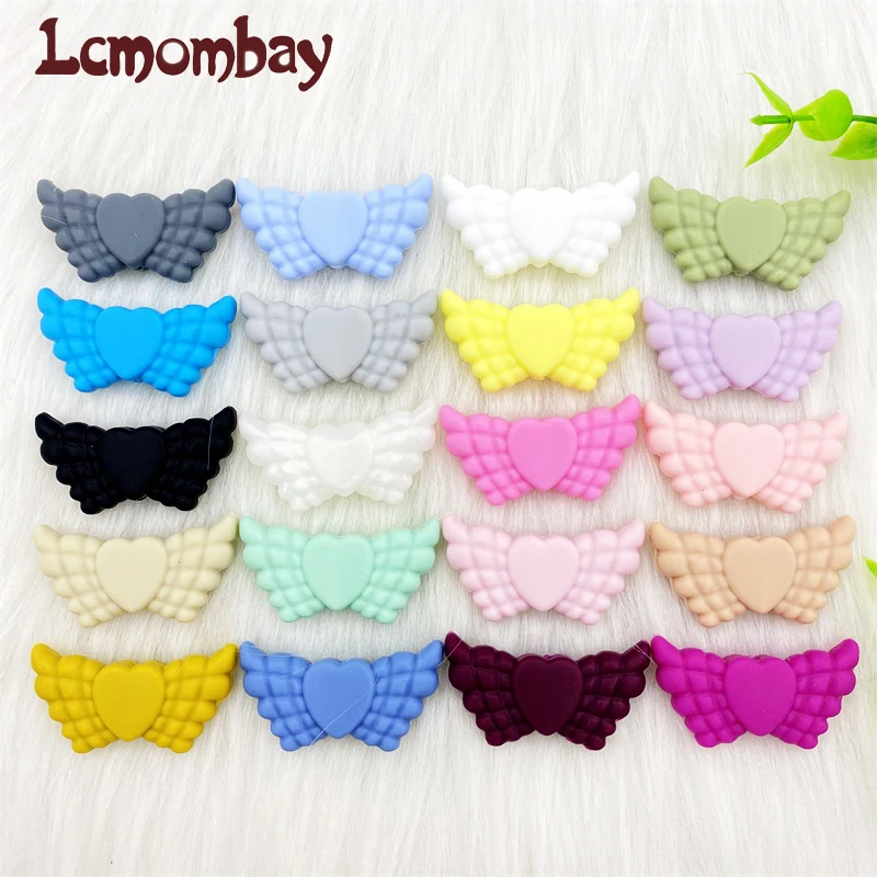 10pcs Silicone Angel Wing Beads Baby Teethers Food Grade Baby Teething Toys For Pacifier Chain Necklace DIY Accessorie