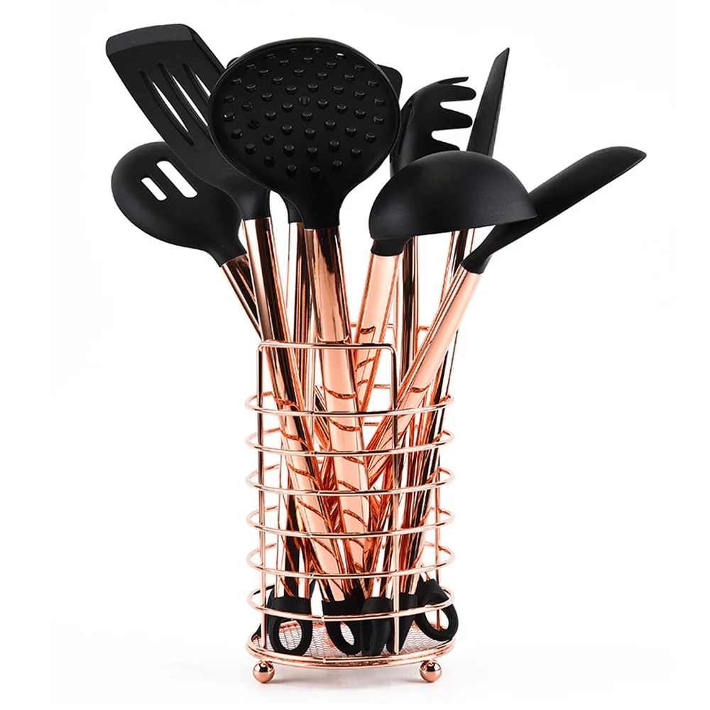 Cooking Tools Kitchen Utensils 10/11pcs Set Rose Gold Stainless Steel Handle Silicone Nonstick Pan Heat Resistant Kitchen Tools