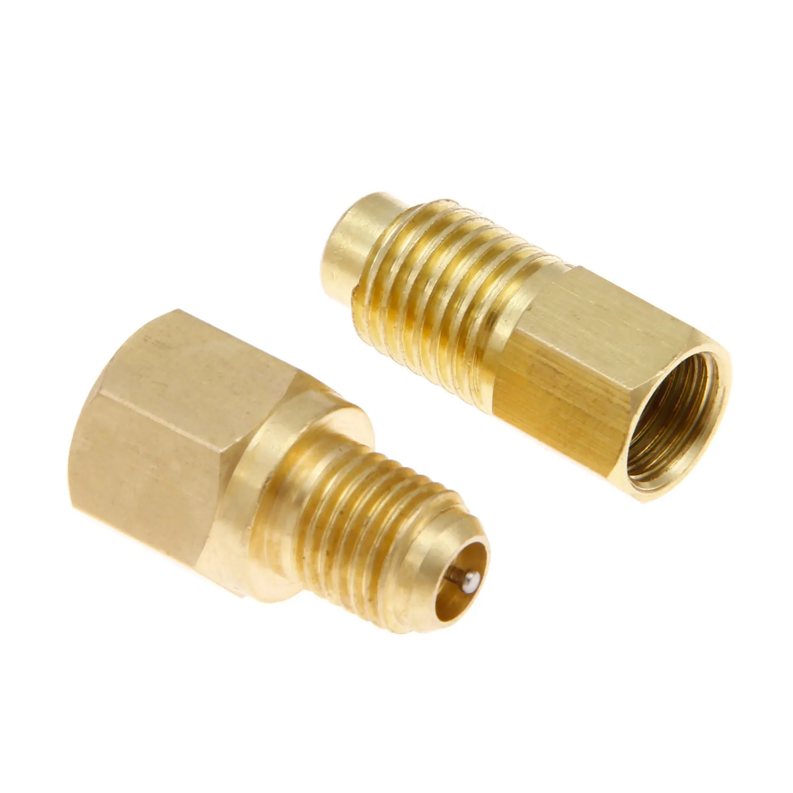 

2Pcs R134a And R22 Adapters W/ Valve Core For Can Tap Vacuum Pump Oil Injector Charging 1/4" SAE 1/2" ACME Air-conditioning Tool
