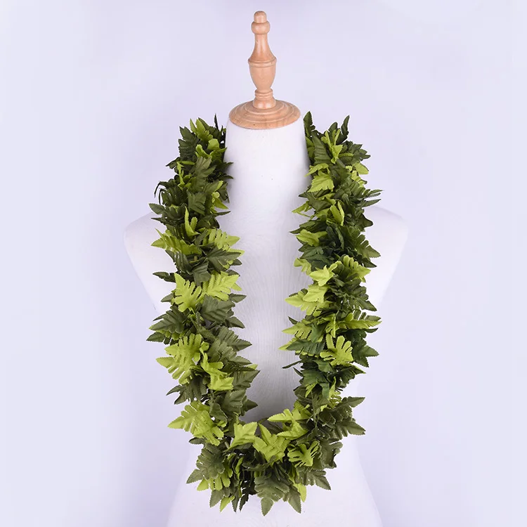 

Free Shipping KN-hl025 20pcs/lot 110CM ArtificIal Silk Fern Lei Hawaiian Necklace Party Decoration Women Wear Dance Party Haku