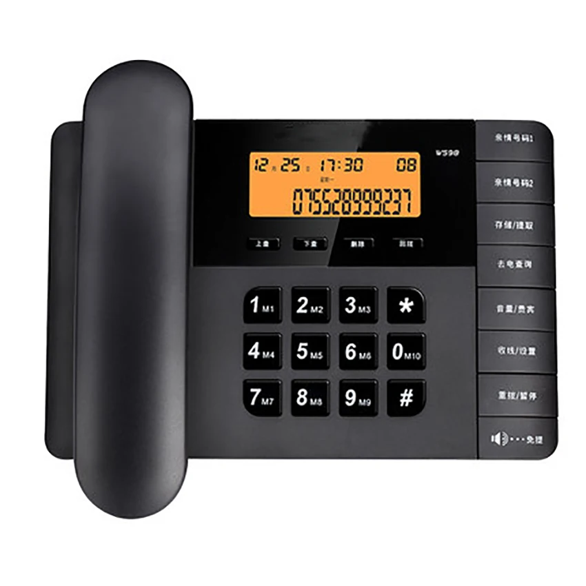 Corded Phone Telephone Landline with Speakerphone, Caller ID, Adjustable Volume & LCD Brightness, Clock for Office Home Hotel