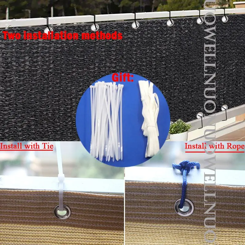 Width 1M/1.2M Black Balcony Shield UV Protection Privacy Screen Windproof Backyard Fence Screen Cover Swimming Pool Terrace Net