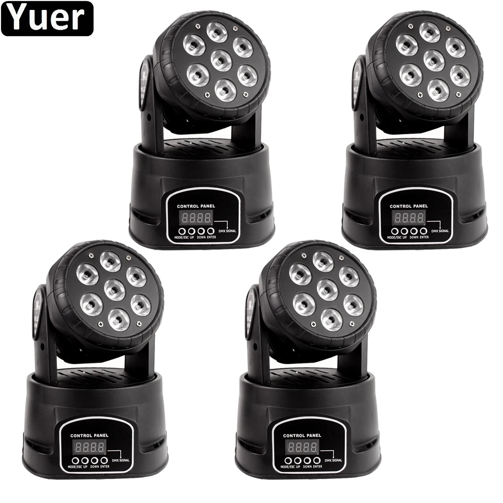 

4Pcs/Lot Mini 7x10W LED RGBW 4IN1 Stage Moving Head Light Disco Ball Wash Strobe Effect DMX512 DJ Light For Party Club Bar Light