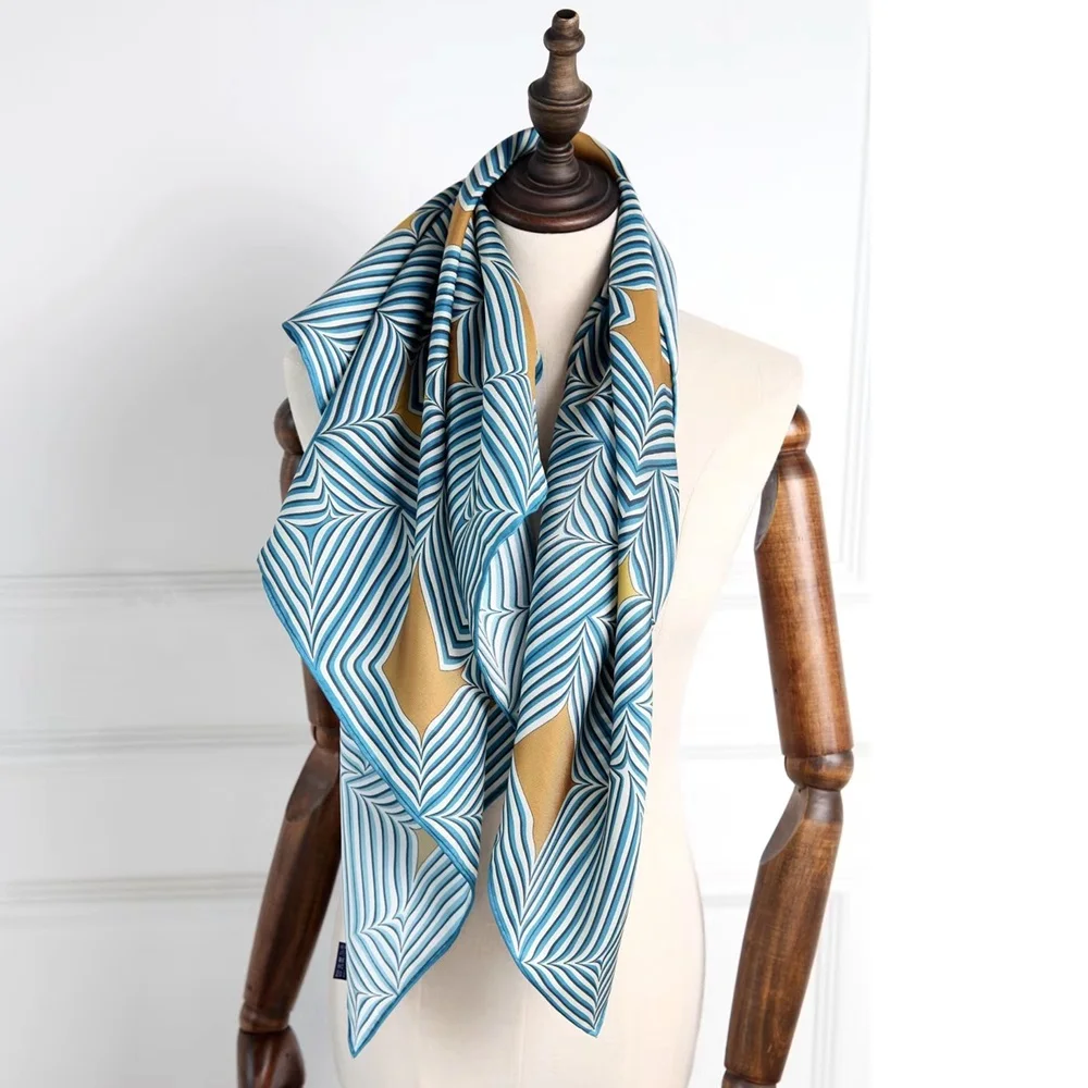 Women 100% Silk Scarf Shawl Fashion Hijab Head Scarves for Hair Wrapping 88*88cm