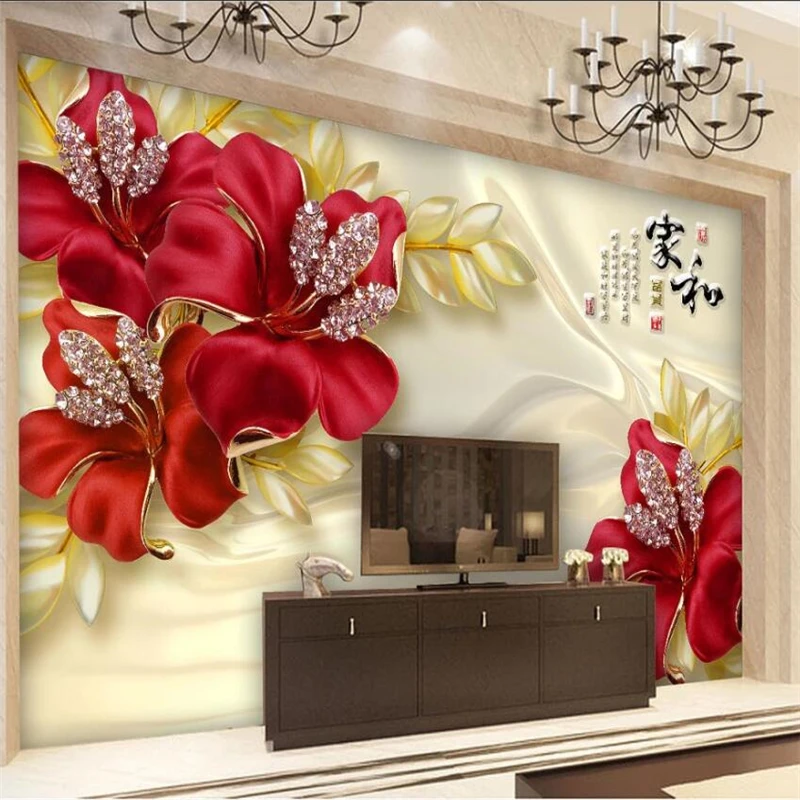 

Custom large wallpaper luxury 3D mural silk gold jewelry stereo sofa background wall painting 5d mural papier peint 8d wallpaper