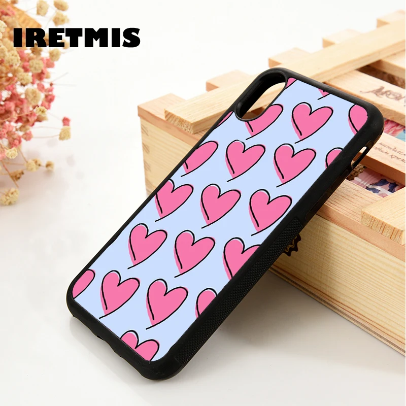 Iretmis 5 5S SE 2020 6 6S TPU Silicone Rubber Phone Case Cover for iPhone 7 8 Plus X Xs 11 12 MINI Pro Max XR Love Heart