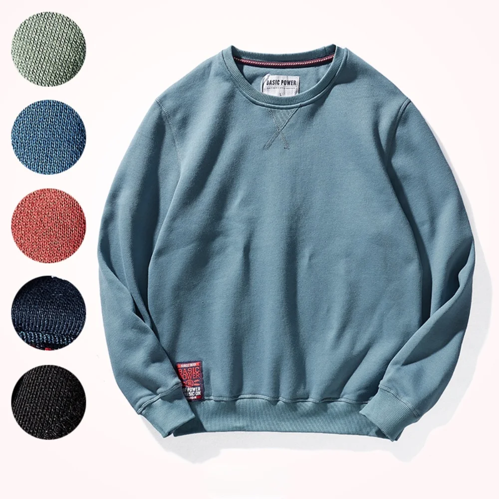 Crew Neck Pullover Sweatshirt Men 's Autumn and Winter Fleece Thick Warm Long Sleeves Sports Jacket