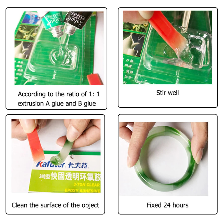 Kafute Transparent Fast Drying Epoxy Resin AB Glue All Purpose Adhesive Super Glue For Glass Metal Ceramic Hardware