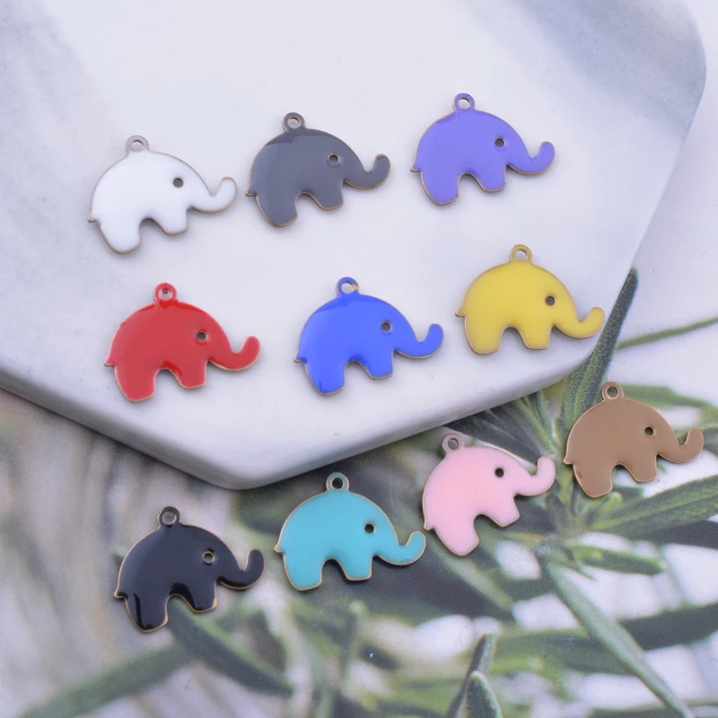 30pcs 14*16mm High quality Colorfull Copper Elephant Charms Both Sided Enamelled Small Pendant DIY Jewelry Earring Making