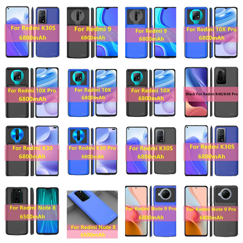 Phone Battery Case For Redmi Note 8 Pro Note 9Pro Power Case External Battery Cover For Redmi 10X 9 K40 K30 Pro 6800mAh