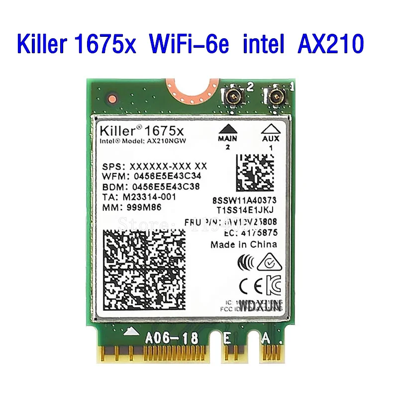 Killer 1675x AC Dual Band 2.4Gbps WI-FI 6E  Wireless AX210 Wifi Card AX210NGW 802.11AX Bluetooth 5.2 Laptop for Windows 10