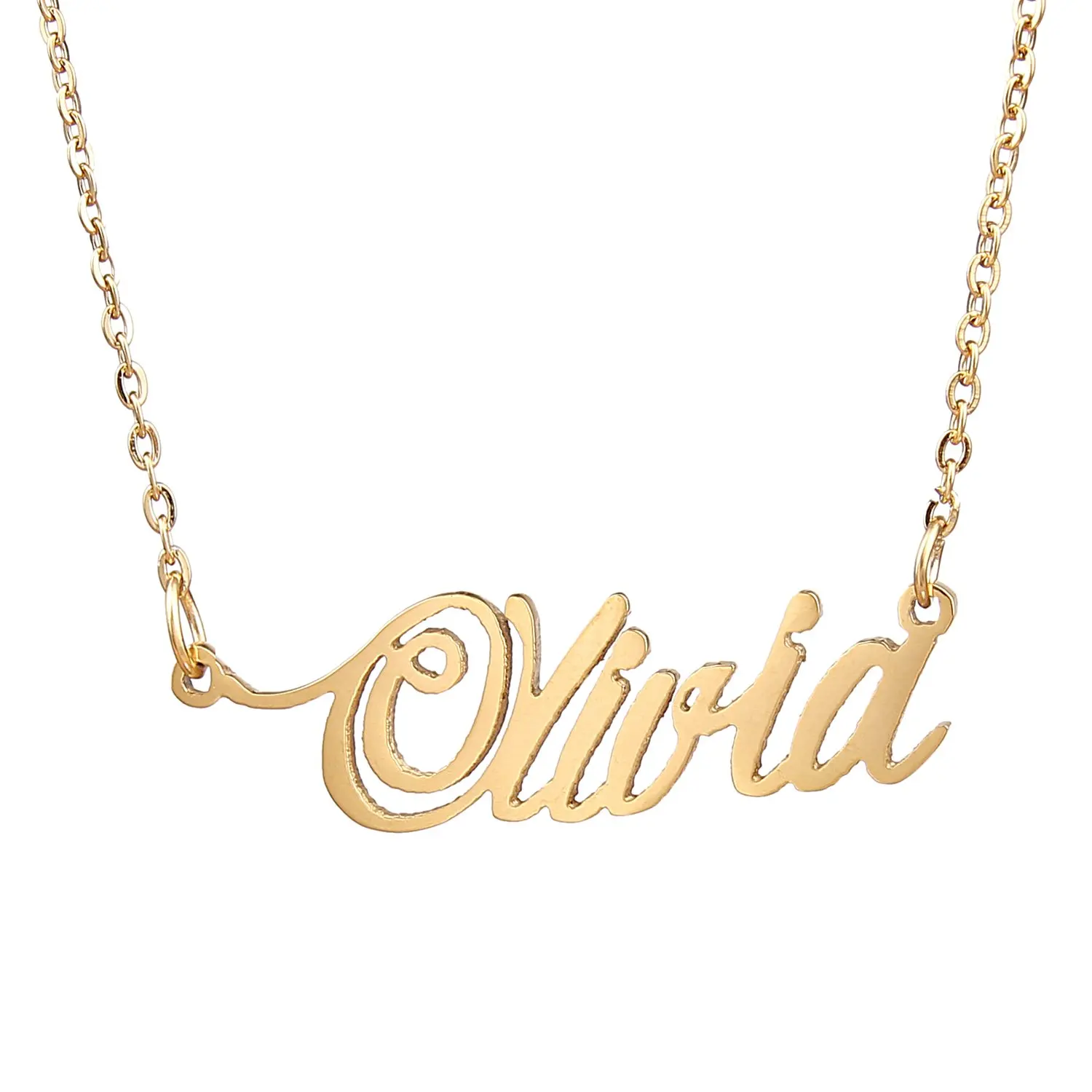 

Women Men Gold Color Personalized Name Letter Necklace Stainless Steel Chains Necklaces Customized Bijoux Femme