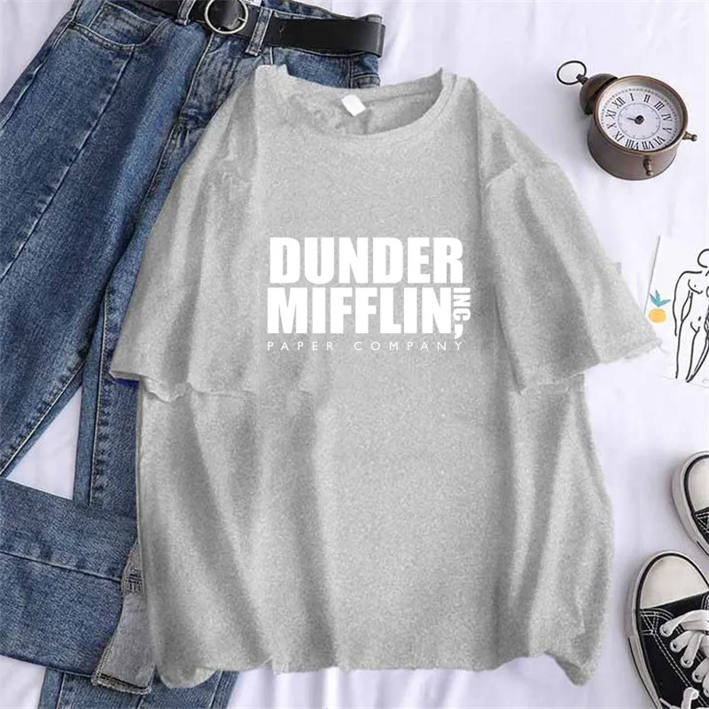 DUNDER MIFFLIN PAPER INC office Tv Show Women Print T-shirt Girl Short Sleeve White Harajuku Kawaii Graphic Tops Tee,Drop Ship