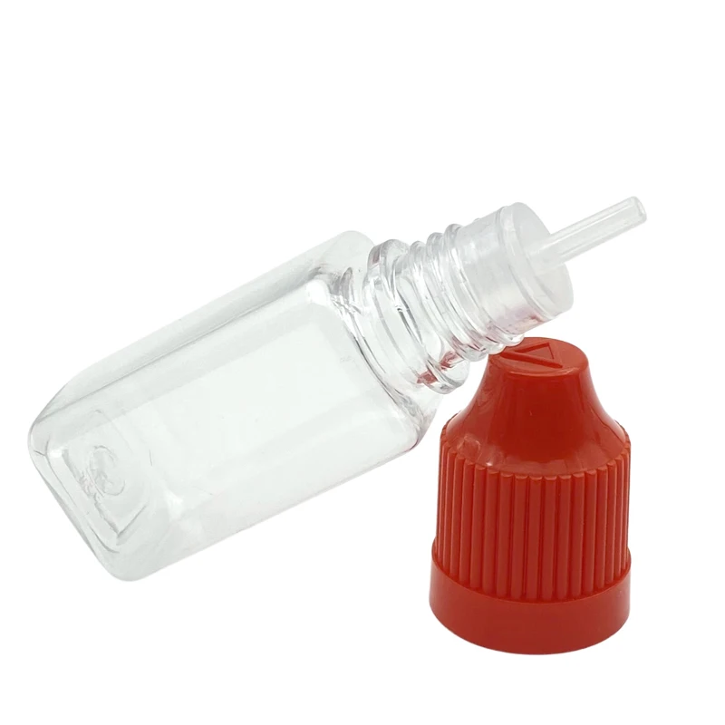 

200pcs PET Clear Square Empty Container 10ml Plastic Dropper Bottles With Childproof Cap For Liquid Vial