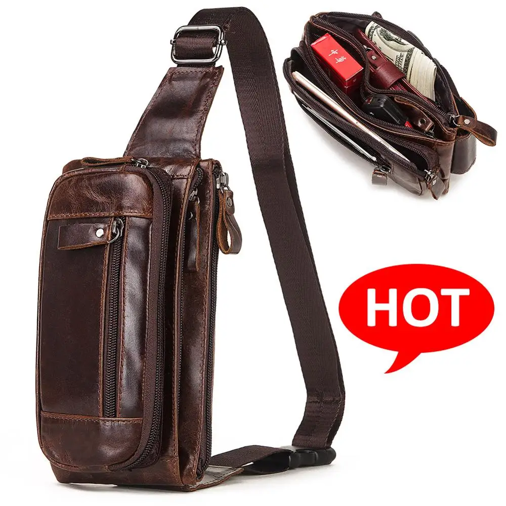 Famous Brand Fashion Waist Packs Men Genuine Leather Organizer Travel Chest Bag Necessity Waist Belt Mobile Phone Small Bum Bag