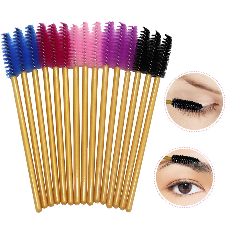 Pinceaux de maquillage jetables, mélange de 5 couleurs, pour Mascara, cils en Nylon, peigne à sourcils, 100 pièces