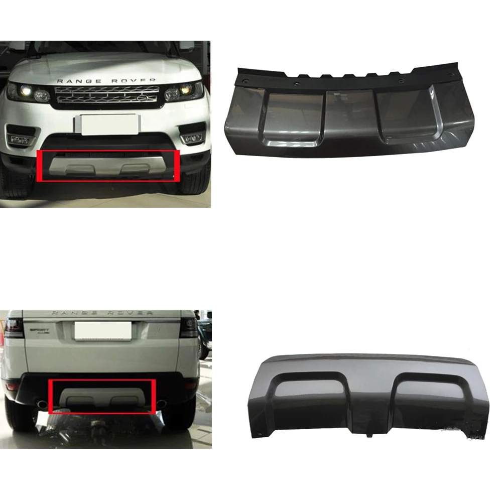 

Front+Rear Bumper Tow Hook Trailer Cover For Land Rover Range Rover Sport 2014-2017 Glossy Gray Car Spoiler Skid Plate Splitter